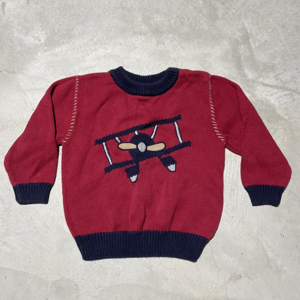 Gymboree Sweater Boys Size 2T Pilot Airplane Vintage 2003 Pullover Knit Kids